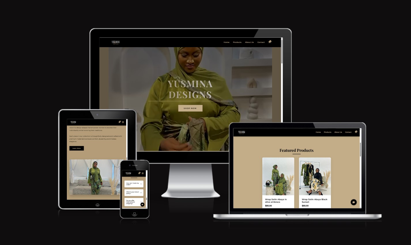 Yusmina Designs e-commerce website for clothing designed by WebVision London
